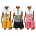 thumbnail image 4 of Robes d'Été Décontractées pour Femmes Mignon Boho Manches Courtes V Cou Robe de Plage Coupe Ample, 4 of 4