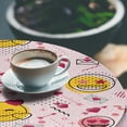 thumbnail image 3 of Ambesonne Romantic Emoji Fitted Round Tablecloth, Love Hearts Memphis, 40"- 44" Diameter, Hot Pink Mustard Grey, 3 of 5