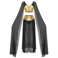 thumbnail image 3 of iiniim 2-Piece Women Belly Dance Dress Chiffon Crop Top and Split Dress Party Dancewear Black M, 3 of 7
