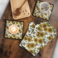 thumbnail image 5 of White Sunflower Kitchen Oven Mitt and Pot Holder Sets 4 Pcs for Baking, Cooking and Grilling, Heat Resistant Up To 392 °F, 5 of 7