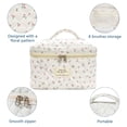 thumbnail image 4 of Bolsa de maquillaje Gosect, grande, de viaje, acolchada, de algodón, con estampado floral, color blanco, 4 of 6