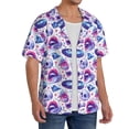 thumbnail image 2 of Kdxio Men's Hawaiian Shirt for Men Short Sleeve Shirt crystal Skull record lips Summer Casual Holiday Beach Button Down T-Shirts, 2 of 5