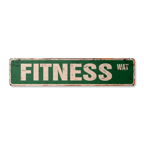 FITNESS Vintage Plastic Street Sign exercise workout gym athlete instructor | Indoor/Outdoor |  30" Wide