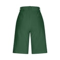 thumbnail image 5 of BUIGTTKLOP Women Cotton Linen Shorts Cotton Knee Length High Waisted Casual Shorts Summer Beach Shorts with Pockets, 5 of 6