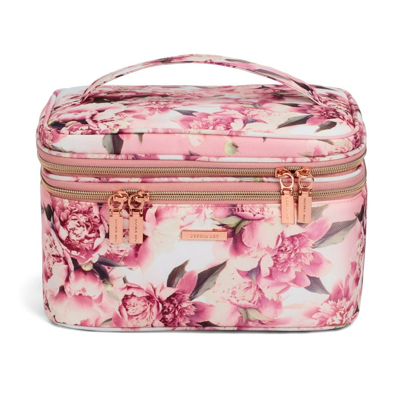 Sophia Joy Pink Floral Double Zip Train Case - Walmart.com