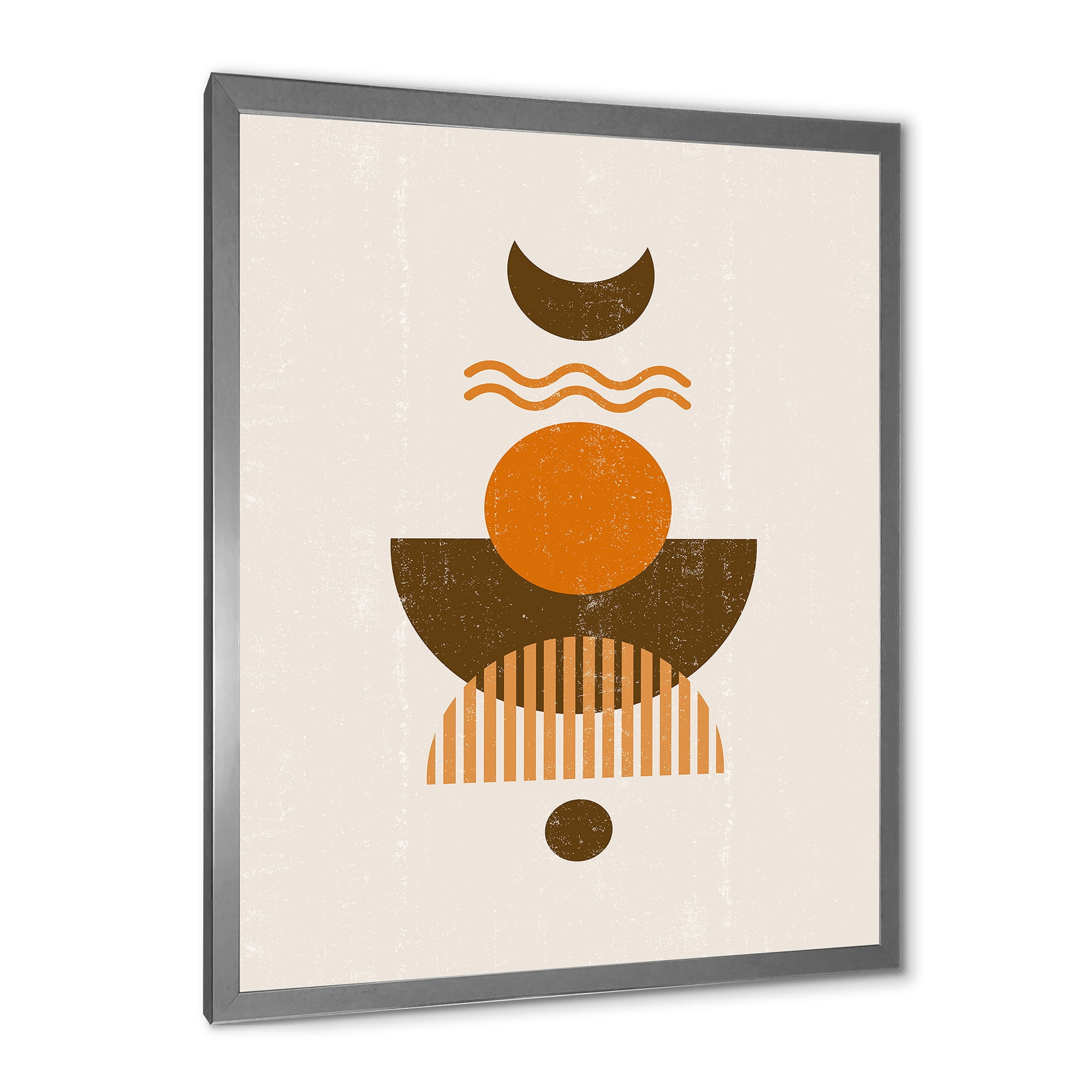 Designart 'Abstract Moon and Sun In Earth Tones' Modern Framed Art Print