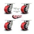 thumbnail image 2 of 6 Inch Heavy Duty Red Poly on Cast Iron Swivel Caster Set with 2 Swivel Locks, 2 of 2