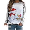 thumbnail image 1 of GHSDFBB Chandails de Noël pour Femmes Mode Loisirs Imprimé Graphique Manches Longues Hauts Mignons Chandail en Molleton Col Rond Cadeau de Noël, 1 of 5