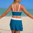 thumbnail image 7 of GEWSEY High Waisted Sporty Bikini Sets for Women Ruched Lace Up Bikini Tops & Swim Skirts 2 Piece Bathing Suits Swimsuit (Navy, L), 7 of 7