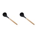 thumbnail image 4 of relayinert Kitchenware Wooden Handle Silicone Shovel Spoon Colander Brush Spatula Tool Spoon 2Set, 4 of 6
