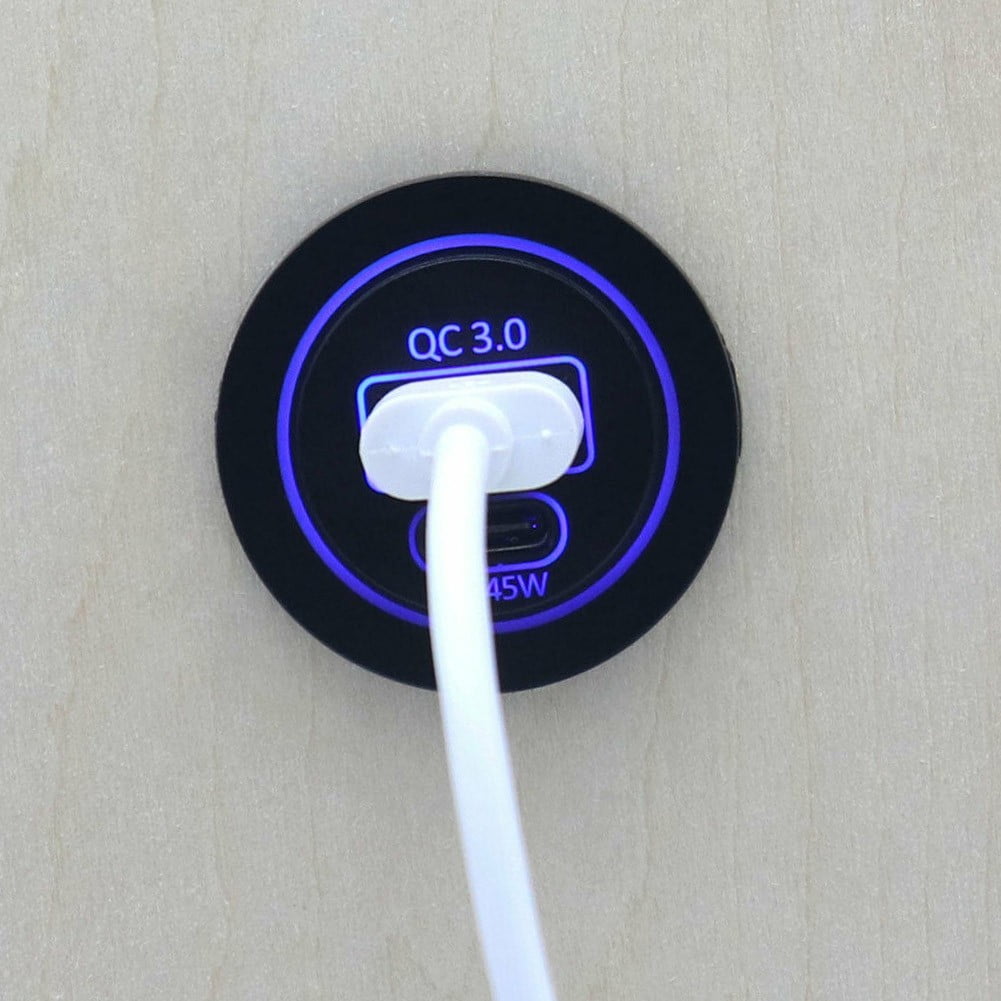 The Latest 12V PD USB-C ,45W Car USB Charger QC3.0 Fast Charge For Phone ,Laptop