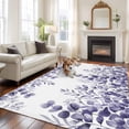 thumbnail image 2 of Large Area Rugs for Living Room Bedroom, Purple Eucalyptus Leaves 6'x9' Rug Washable Carpet Runner Indoor Outdoor, Watercolor Spring Summer Botanical Non Slip Floor Mats Rug for Kitchen, Playroom, 2 of 8