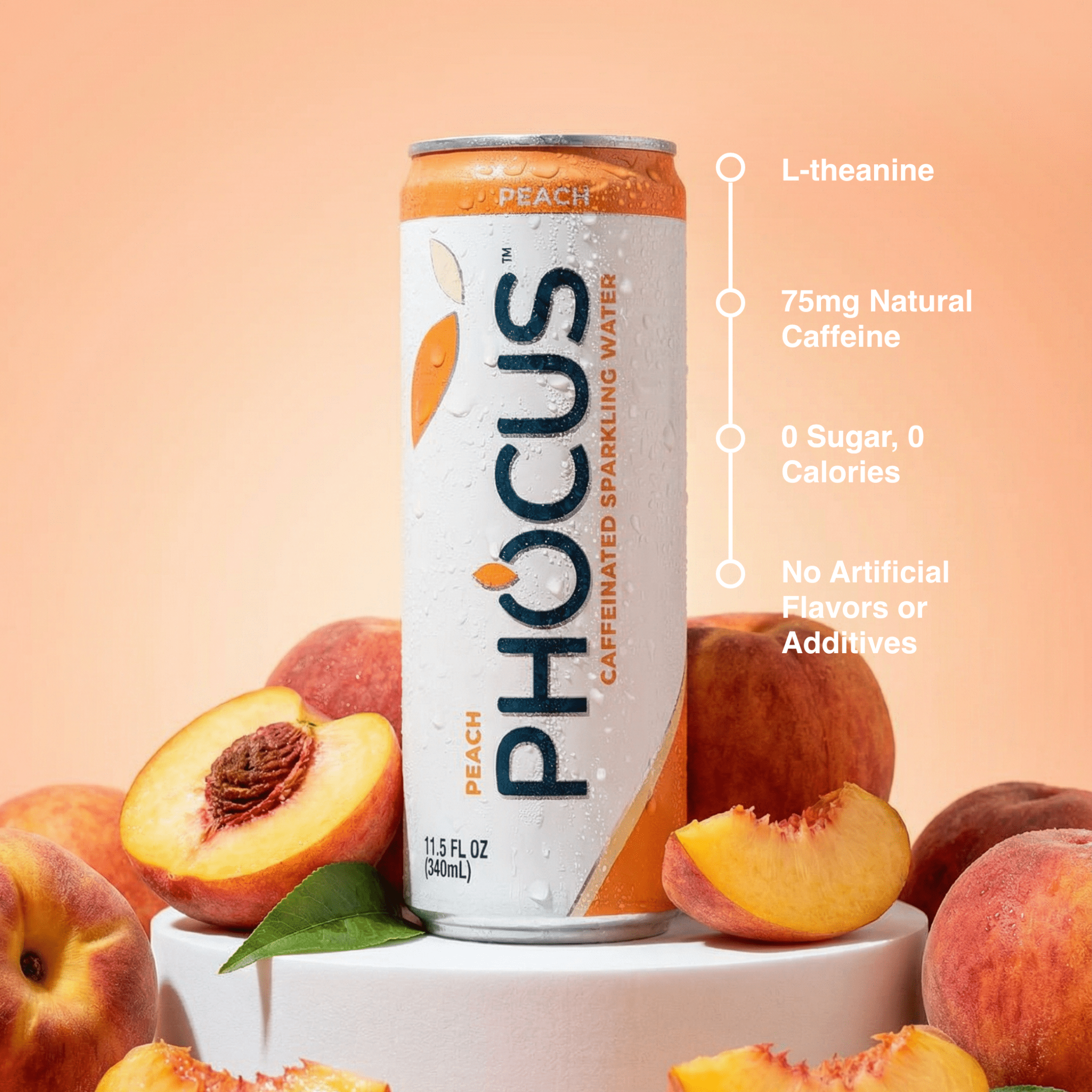 Phocus Caffeinated Sparkling Water Peach