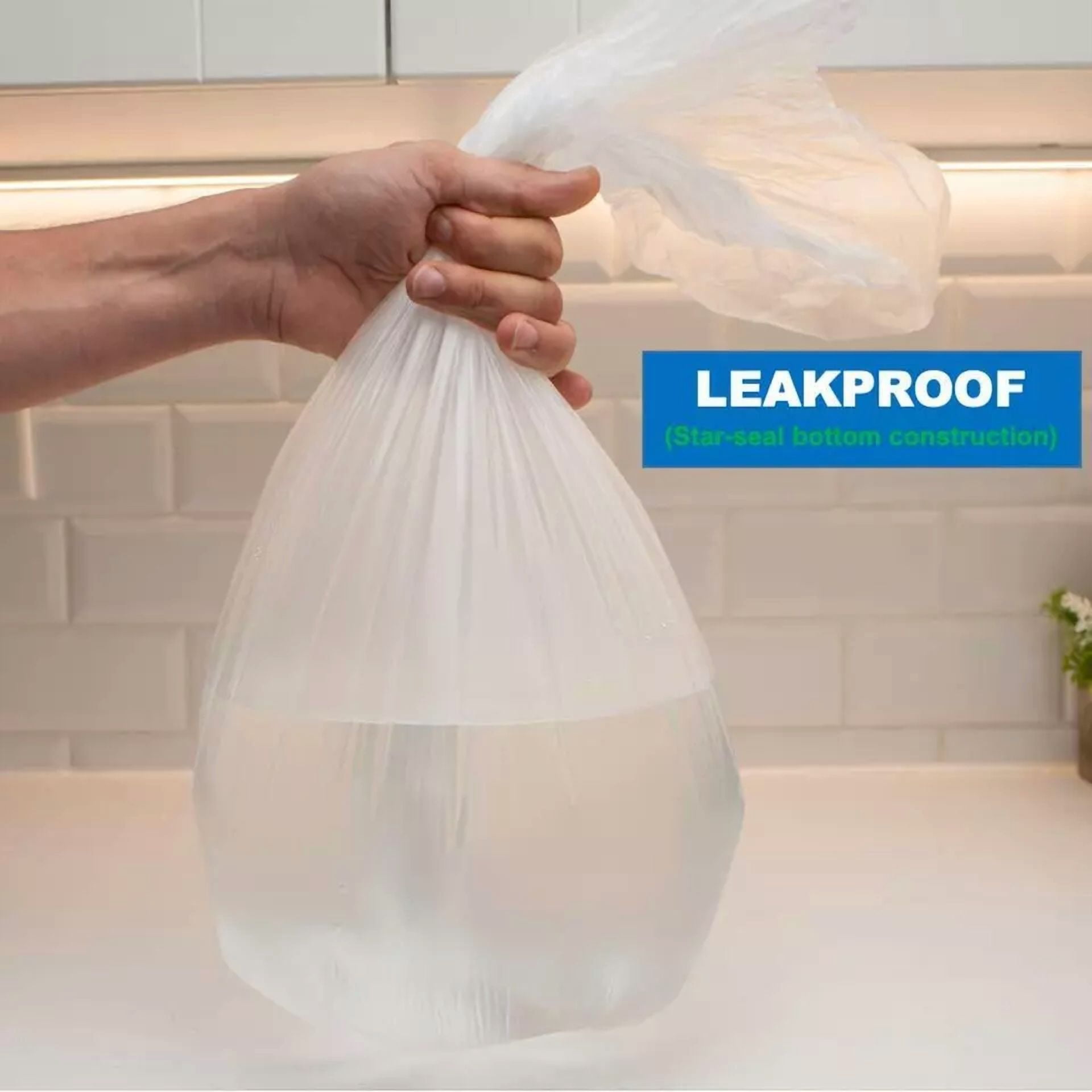 2.6 Gallon Clear Small Garbage Bags Bathroom Trash Bags, 60 Count