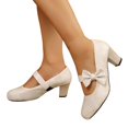 thumbnail image 6 of Mary Jane High Heels Bowknot Strap Comfortable Dress Shoes for Ladies Women's Party Wedding, 6 of 8