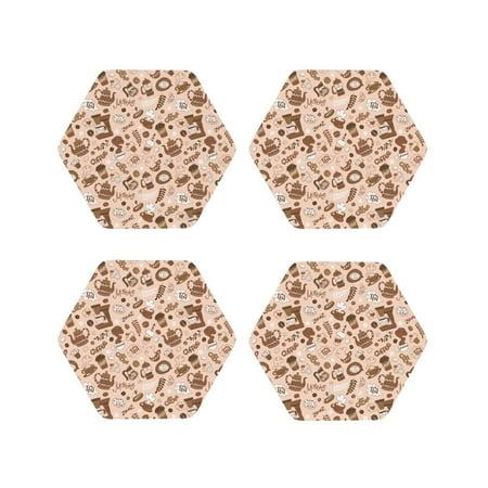 

Honeii coffee tea pots Print Leather Coaster Set of 4 Ideal for Safeguarding Your Furniture from Drinks Spills and Effortless Cleanup-Hexagon