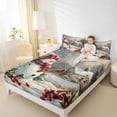 thumbnail image 4 of Manfei Winter Cute Snowman Queen Sheet Sets, Merry Christmas Flat Sheet, Teens Boys Girls Kids Queen Fitted Sheet, Ultra Soft Home Decor, 4pcs, 4 of 7