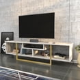 thumbnail image 3 of Asal 59" Modern Metal Frame Wood TV Stand for 65 inch TV Marble White Gold, 3 of 5