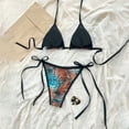 thumbnail image 5 of DHFJKG Bikini Swimsuits For Women Two Piece Beach Outfits Floral Summer Side Tie Halter Triangle Top With Thong Bottoms Trendy Beachwear, 5 of 6