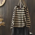 thumbnail image 2 of ShomPort Chandails pour Femmes Motif Rayé Col Rond Manches Longues Tricot Tendance Léger Couche de Base Quotidienne, 2 of 6