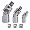 thumbnail image 2 of Juego de 3 piezas de dados de impacto con junta universal, adaptador de accionamiento giratorio, reductor de acero Cr-v, acabado cromado plateado, 1/4, 3/8, 1/2 (6,3 mm/10 mm/12,5 mm), 2 of 4