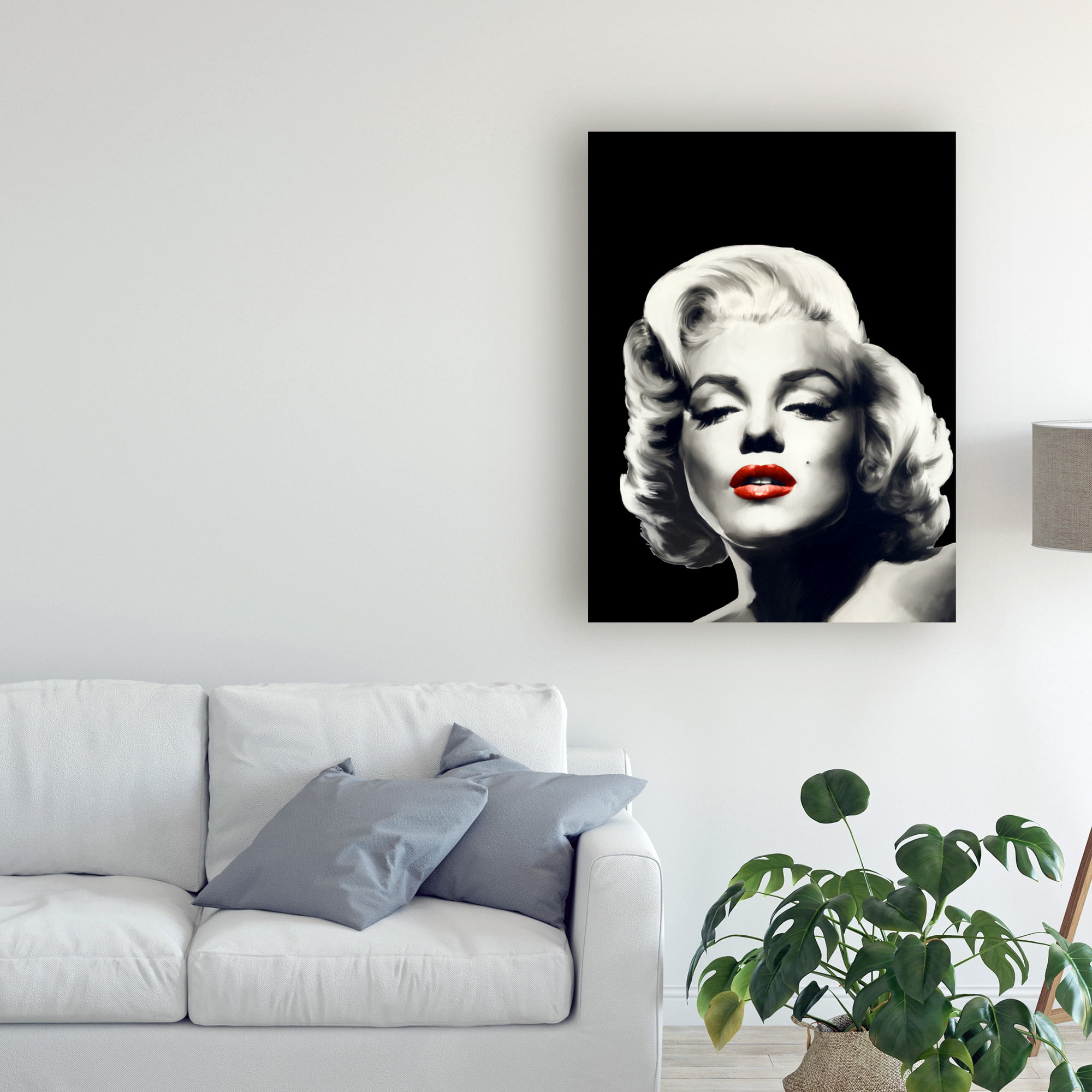 Chris Consani 'Red Lips Marilyn In Black' Canvas Art