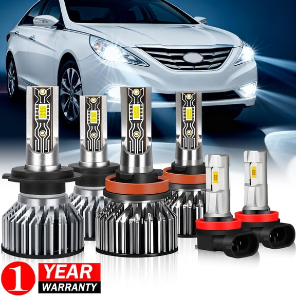 H7 H11 High Low Beam for Hyundai Sonata Hybrid 2011 2012 2013 LED Headlights Bulbs H11 Fog Light 6pcs