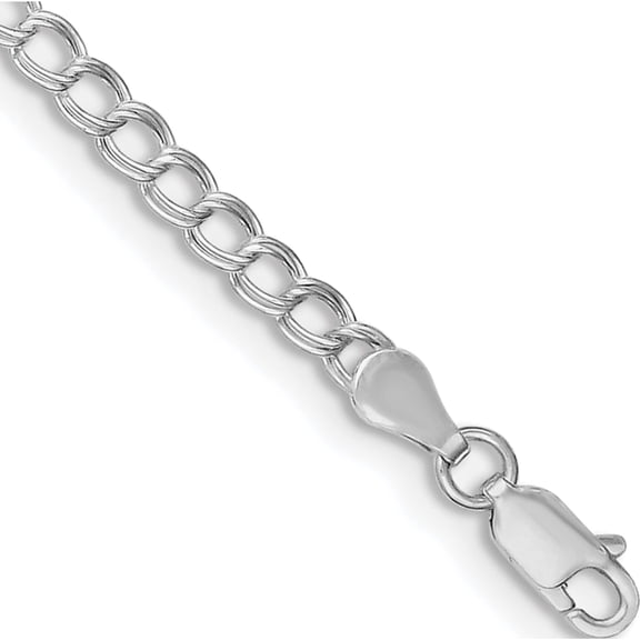 Sterling Silver 3.5mm Double Link Charm Bracelet (7 X 3.5) Made In Italy qch050-7