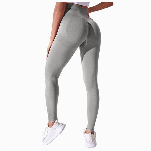 Mnuaqn Scrunch Workout Leggings for Women High Waisted Butt Lifting V Back Waist Seamless Gym Yoga Leggings Grey for Size M