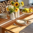 thumbnail image 4 of Burnt Orange Beige Striped Round 15 Inch Placemats Set of 6, Modern Farmhouse Retro Lines HeatResistant Non Slip Place Mats for Dining Table, Wipeable Braided Kitchen Table Mats for Housewarming, 4 of 9