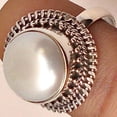 thumbnail image 2 of Navya Craft Freshwater Pearl 925 Sterling Silver Handmade Women Statement Ring, Pearl Jewelry Size 6.5, 2 of 4