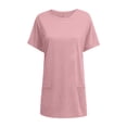 thumbnail image 4 of B91xZ T-Shirts d'Été pour Femmes, Manches Courtes Mi-Longues, Grandes Tailles, Col Rond, Blouses Décontractées, Rose S, 4 of 4