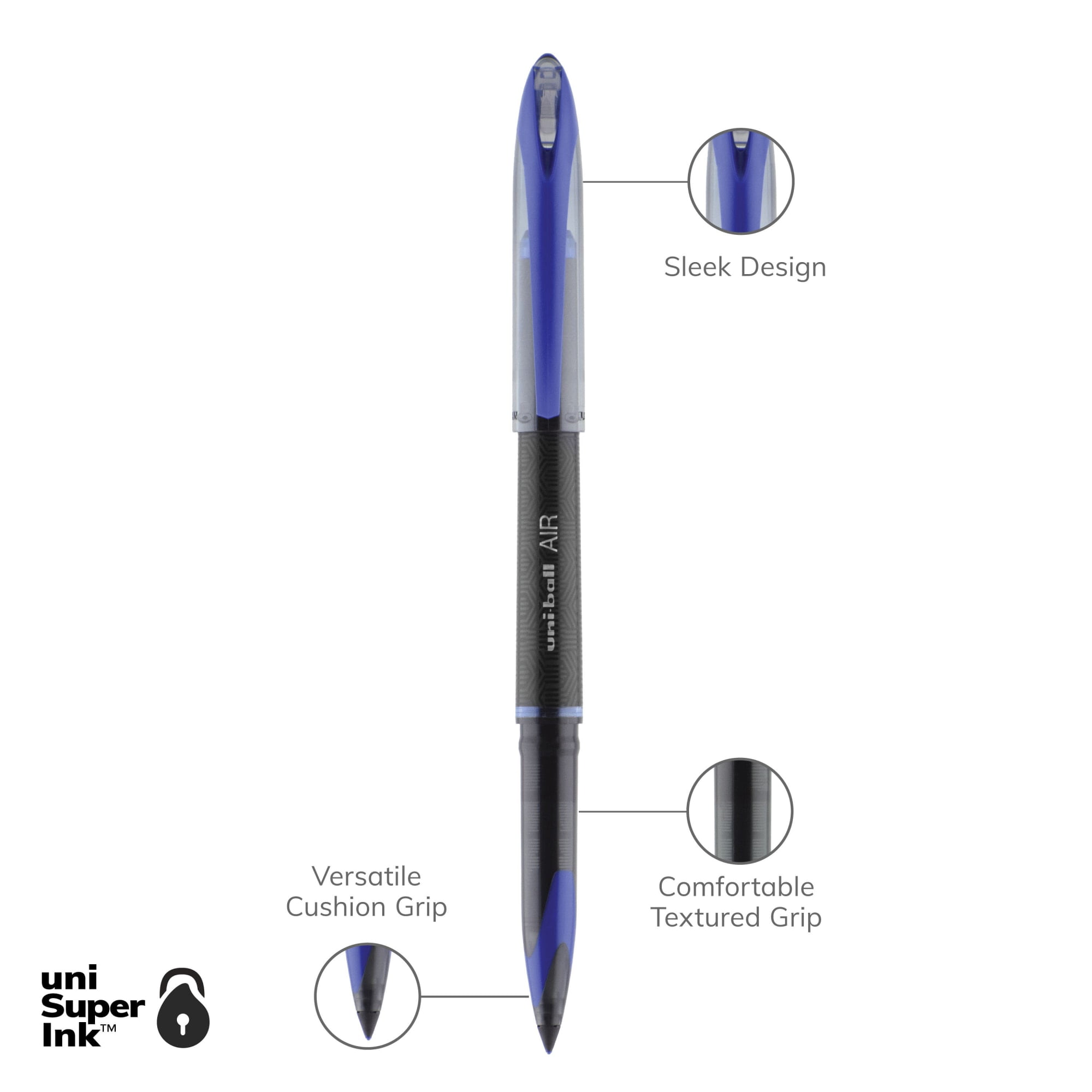 uniball Air Porous Point Pens, Fine Point (0.7mm), Blue Ink, 12 Count
