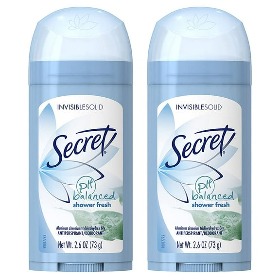 Secret Invisible Solid Antiperspirant Deodorant, Unscented - 2.6 Oz - 2 Pk