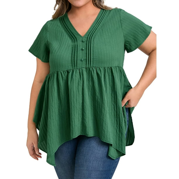 Túnicas de tamaño grande para mujeres de GRACE & GRANDEUR para el Día de San Patricio 2X Verde Oscuro