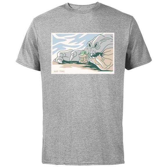 Star Wars Grogu and Rancor Nap Time - Short Sleeve Cotton T-Shirt for Adults - Customized-Athletic Heather