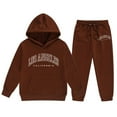 thumbnail image 4 of GBSYEWXS Casual Outfit Set For Teen Girls Size 5-6 Years Soft Athleisure Sweatshirt Pant Letter Print Hooded Brown Outfits Sets, 4 of 4
