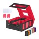 thumbnail image 5 of Caja para mazos de cartas coleccionables, organizador resistente para coleccionistas, estuche premium para tarjetas deportivas Rojo negro, 5 of 9