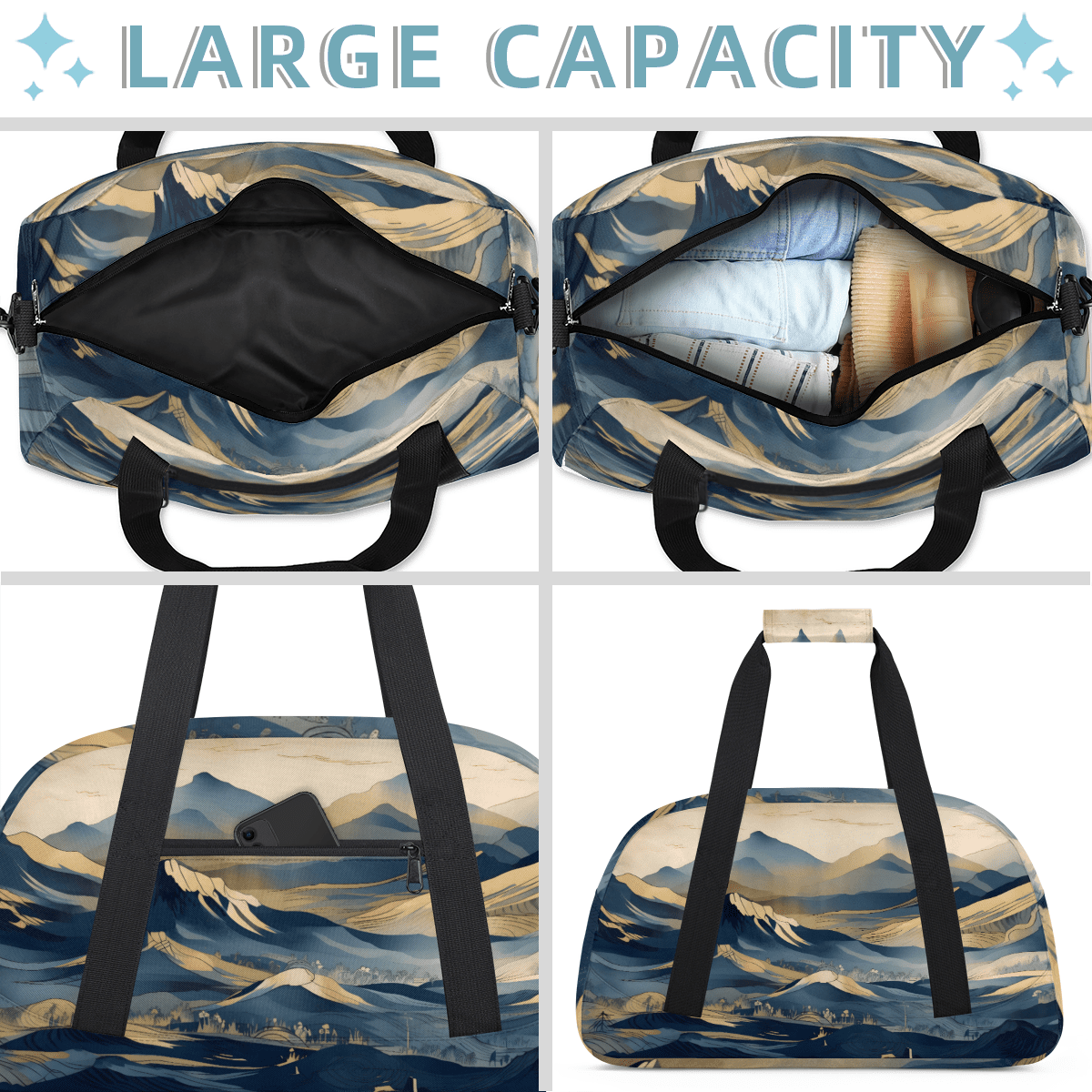 Herdesigns Sports Duffle Bags Travel Duffle Bag Gym Bag Mountains Weekender Travel Bag Waterproof Overnight Bag Carry On Travel Tote Bag Dance Bags