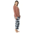 thumbnail image 4 of Fruit of the Loom Women's Beyond Soft Long Sleeve Waffle Top and Flannel Bottom Pajama Set, Sizes S-4X, 4 of 9