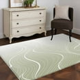 thumbnail image 4 of Area Rugs for Living Room 4x6 Ft, Sage Green Geometric Non Slip Area Rugs for Kitchen Bedroom Entryway, Modern White Stripe Distortion Art Washable Carpet Runner Rug Floor Mats for Bedroom, 4 of 9