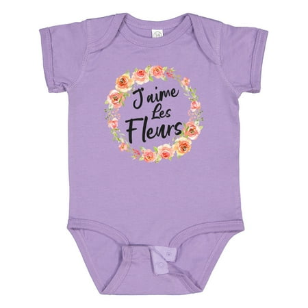 

Inktastic J aime Les Fleurs Beautiful Flower Wreath Gift Baby Boy or Baby Girl Bodysuit