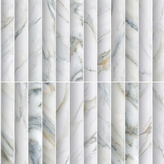 The Tile Life Lyrical 4.5" x 9" Calacatta Gold Matte Fluted Porcelain Wall Tile, Case (24 Tiles)