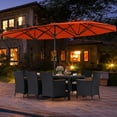 thumbnail image 4 of Costway Ensemble de Salle à Manger en Osier pour Patio 11 Pcs avec Parasol Extérieur Double Face 8 Chaises Empilables, 4 of 8