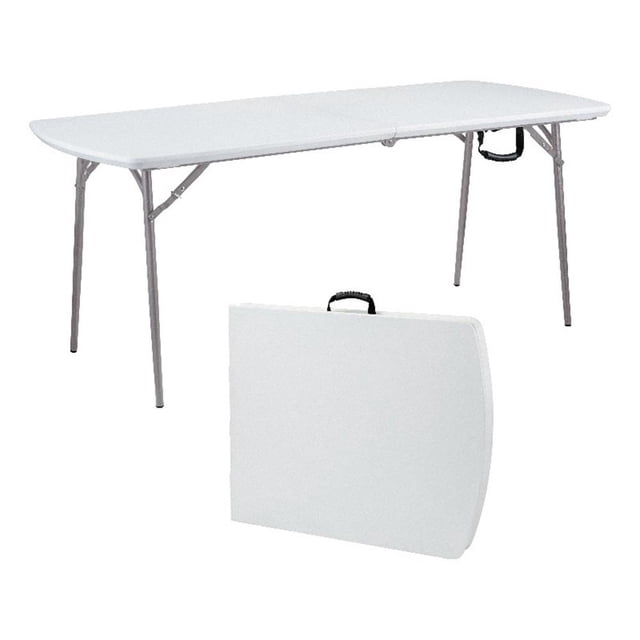 Pemberly Row Table Pliante en Deux 30x72 Pouces en Plastique Robuste, Gris Moucheté