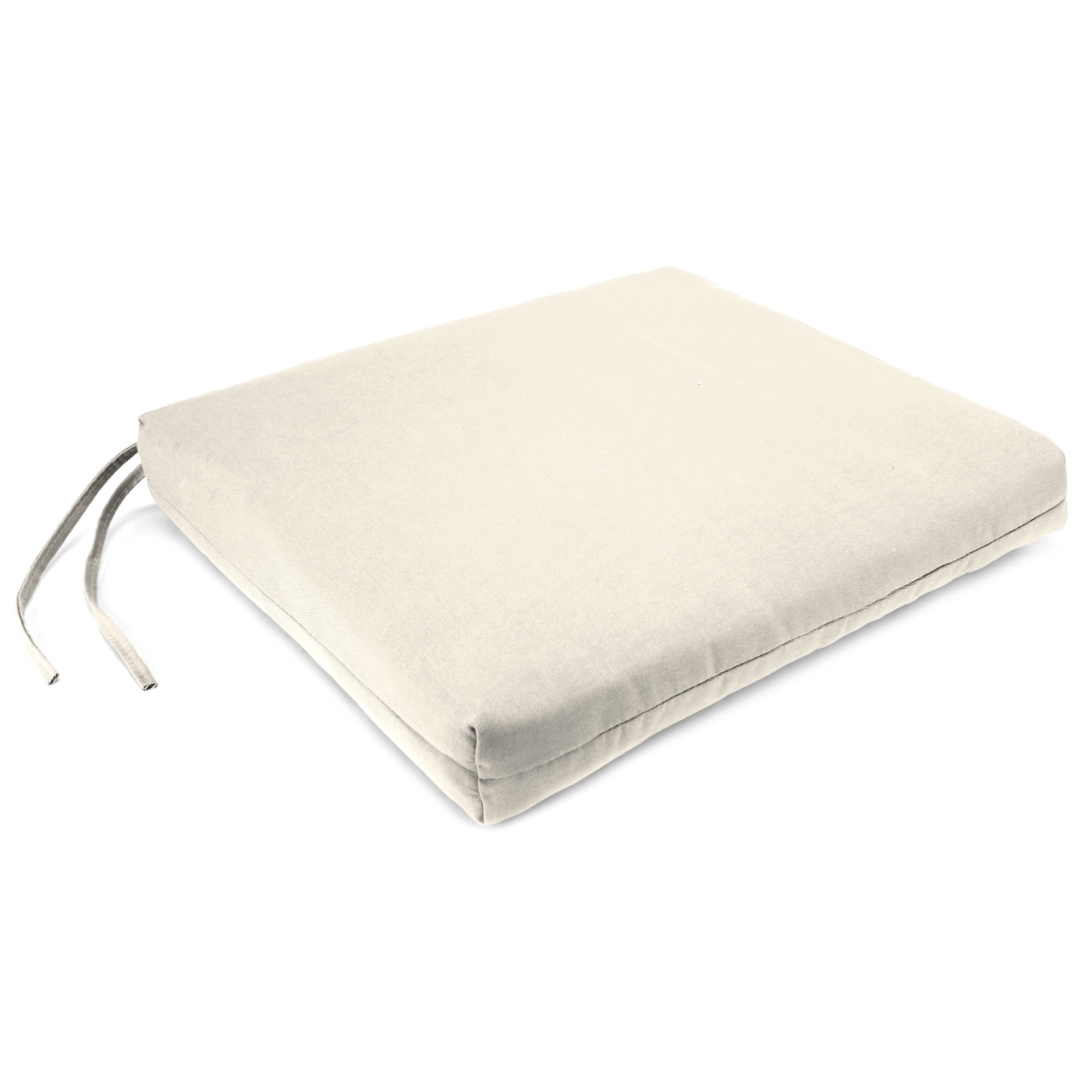 Jordan Manufacturing 17" x 19" Veranda Cream Solid Rectangular Outdoor Chair Pad Seat Cushion with Ties (2 Pack)