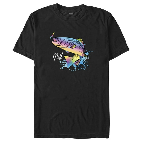 Men's NEFF Jumping Rainbow Fish Graphic Tee Black Large