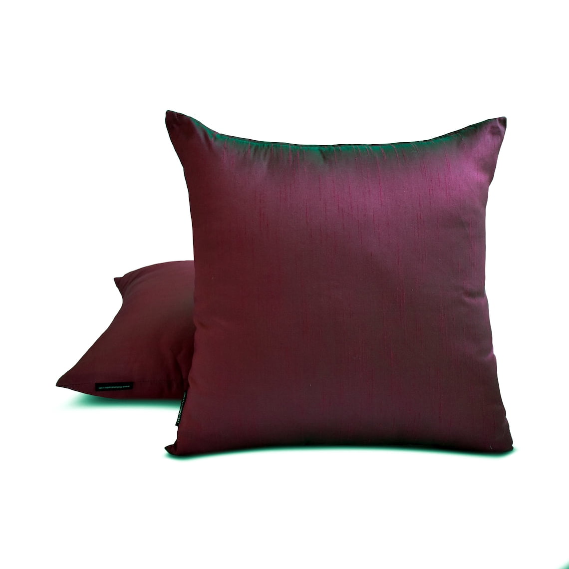 The HomeCentric Decorative Throw Pillow cover Fuchsia & Green Pack of 2, 18"x18" (45x45 cm) Silk Solid Pillow Case For Sofa Chouch, Hotels, living, Bed Room, Solid Modern Style - Fuchsia Green Luxury