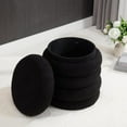 thumbnail image 3 of BOBOKY Storage Ottoman Modern Round Upholstered Faux Fur Pouf, Footrest Storage Bench for Living Room Bedroom, Flip Top Seat, Washable Cover.Black, 3 of 14