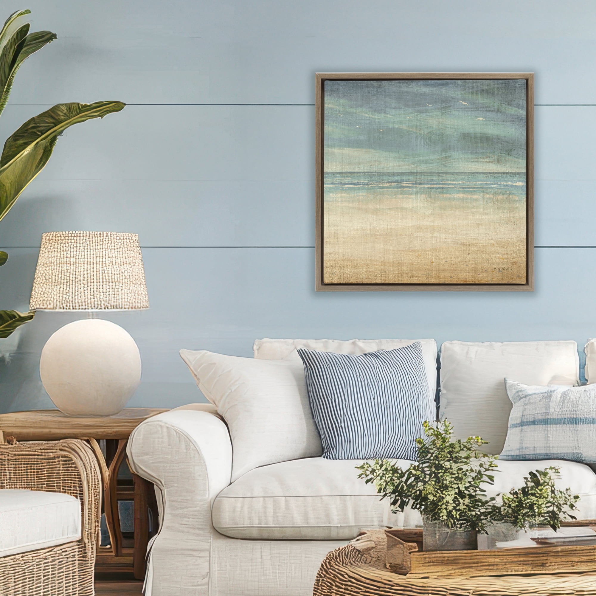 Stupell Industries Moody Coastal Days Brown Framed Floater Canvas Wall Art, design by Dan Meneely